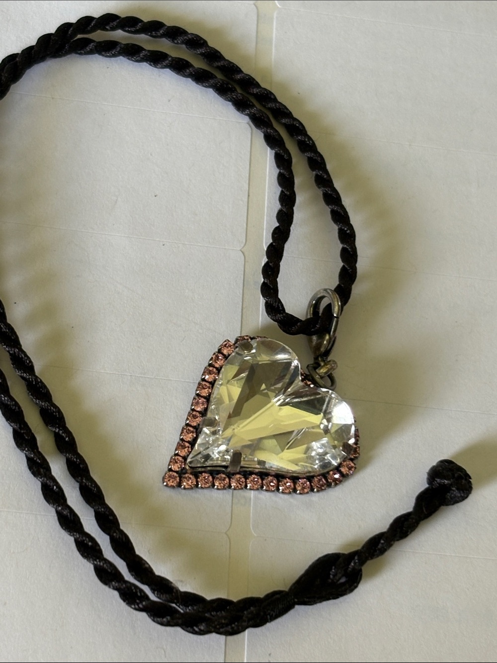 Trains Tarantino Heart Crystal Pendant Necklace in Clear and Pink -
